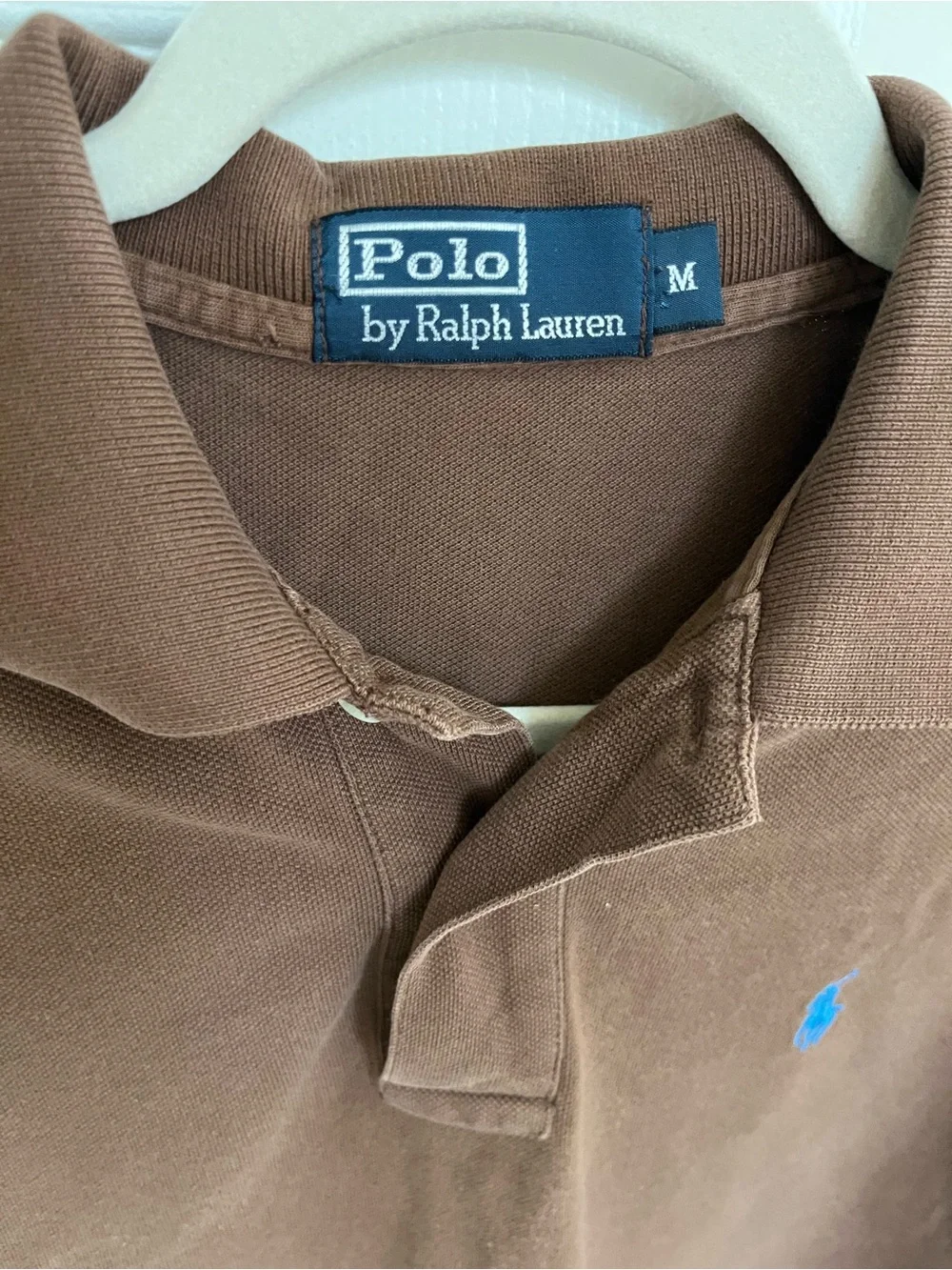 Vintage Ralph Lauren Brown Polo with Blue Pony Embroidery M